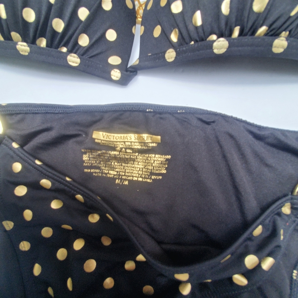 Victoria's Secret Black & Gold Polka-dot Bikini - Picture 6 of 11
